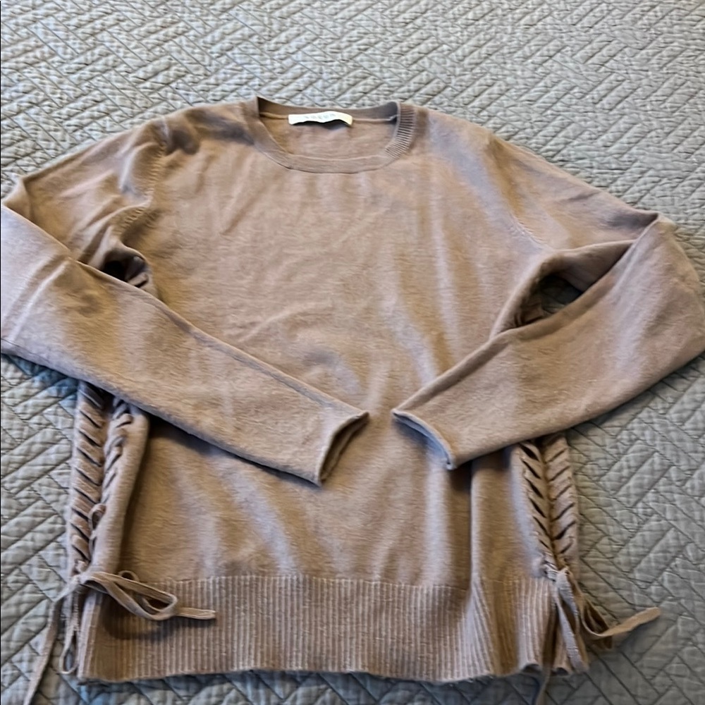 Kokun Women's Mauve Cashmere Sweater with Side Ties Sz S